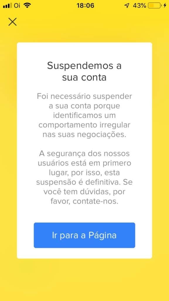 Suspensão de conta no Mercado Livre.
